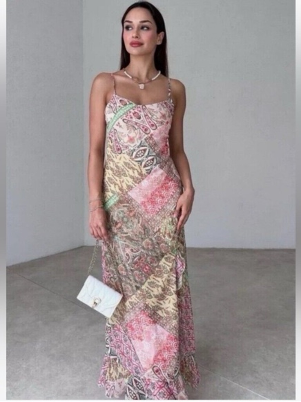 ZARA | Patchwork Printed Slip Dress - Picture 3 of 12